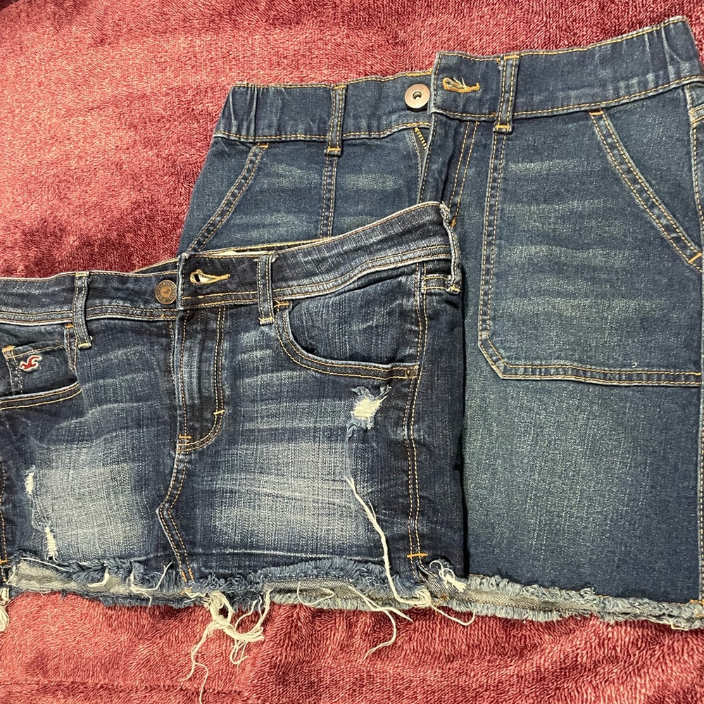 Jean skirts. Hollister one is a size 5. NOBO one is size XS